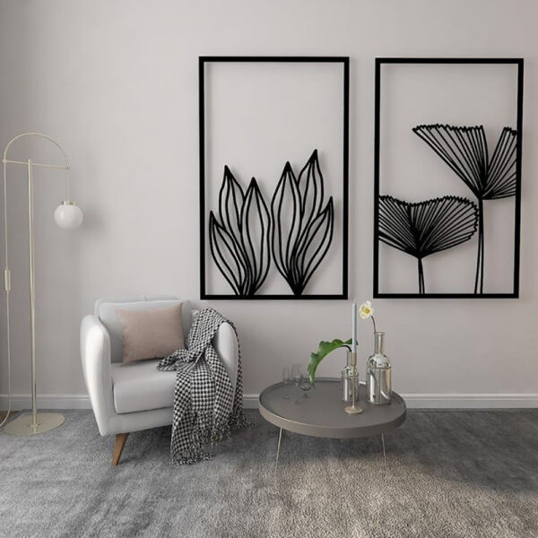 Metal Decorative Flower Wall Art Two Pcs - WA06